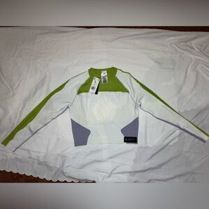 Adidas White, Green, and Purple Long Sleeve Athletic Top